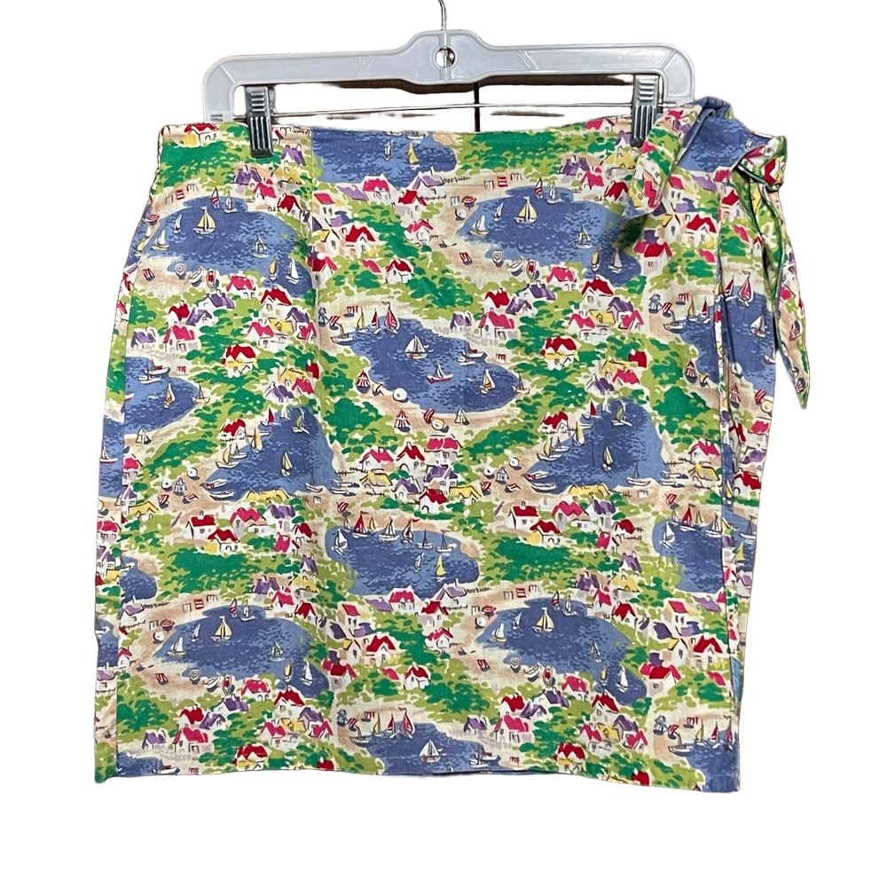 Talbots Multicolor Printed Cotton Wrap Skirt Size 18 - Picture 1 of 4